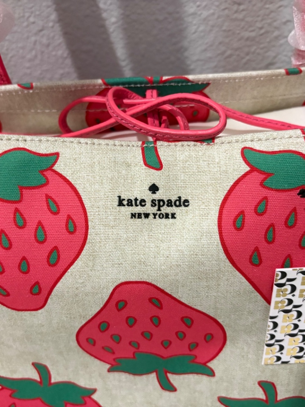NWT Kate Spade Strawberry Canvas MEGA SAM tote - Picture 6 of 8